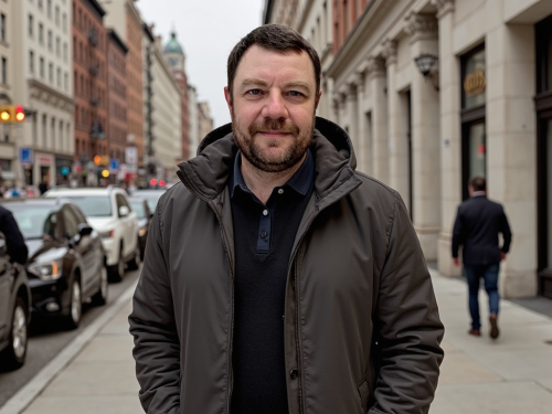 Scott Cate in a jacket on the street